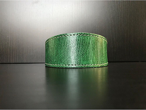 Lined Green Snake Skin - Whippet Leather Collar - Size M